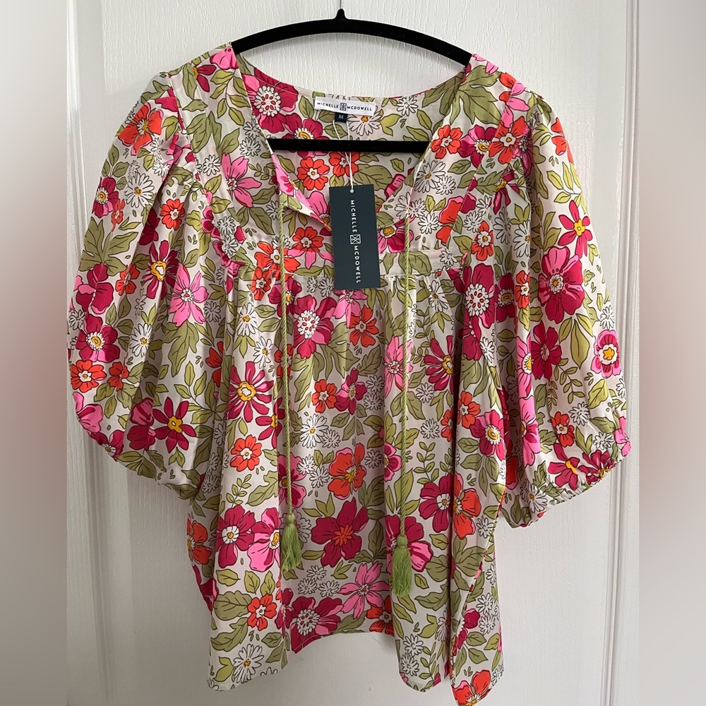 Michelle McDowell Floral Puff Sleeve Top